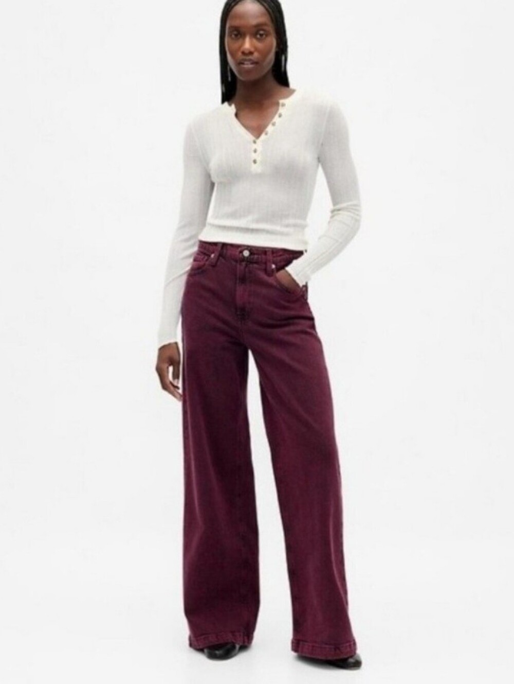 GAP Maroon Burgandy Stride Corderoy Size 28 NEW NWT Wide Leg